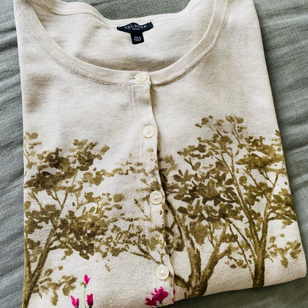 Talbot Petite Design Art of Nature  Sweater Cardigan, Sz XL/P ( Preowned)